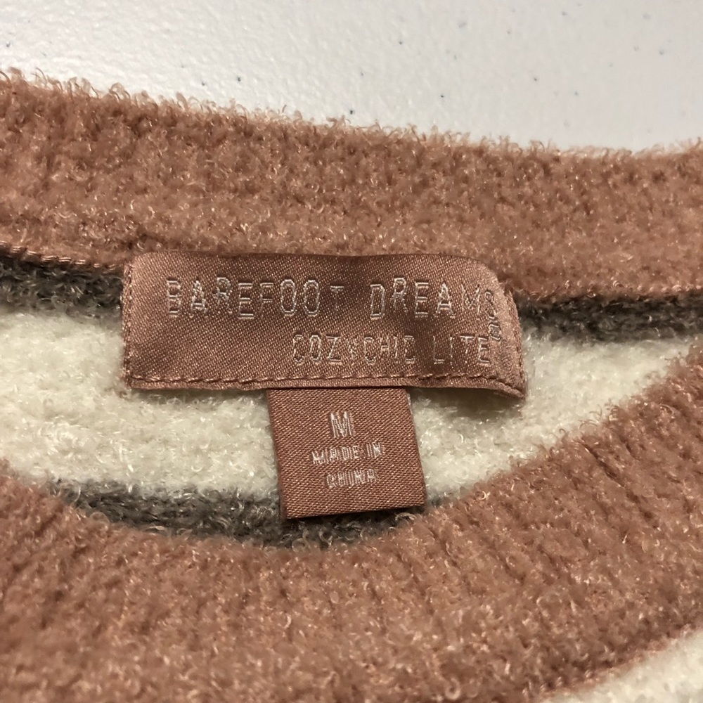 Barefoot‎ Dreams CozyChic Lite Lurex Pink Multi Sweater Size Medium - Picture 3 of 8